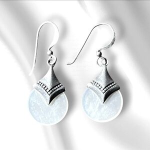 Boma Earrings Vintage Sterling Silver Dangle Mother Of Pearl 1.25”